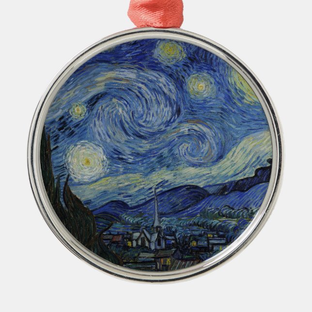 Ornamento De Metal "Starry Night" por Van Gogh (Frente)