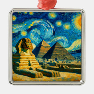 Ornamento De Metal Starry Night Pyramids Sphinx Egito