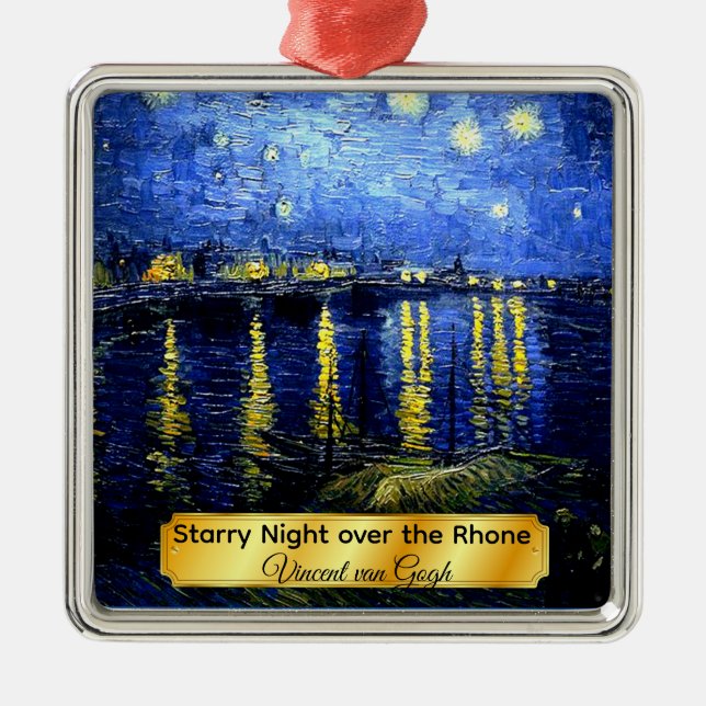 Ornamento De Metal Starry Night sobre o Rhone (Frente)