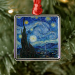 Ornamento De Metal Starry Night | Vincent Van Gogh<br><div class="desc">Starry Night (1889),  pelo artista holandês Vincent Van Gogh. A obra de arte original é um óleo na canvas que representa um céu noturno vigoroso e impressionista postado em tons modesta de azul e amarelo. Use as ferramentas de design para adicionar texto personalizado ou personalizar a imagem.</div>