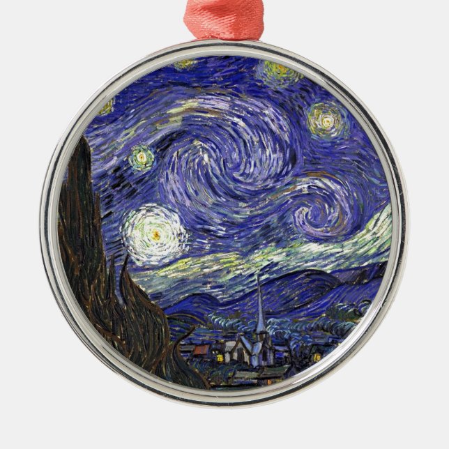 Ornamento De Metal Starry Night, Vincent Van Gogh. (Frente)