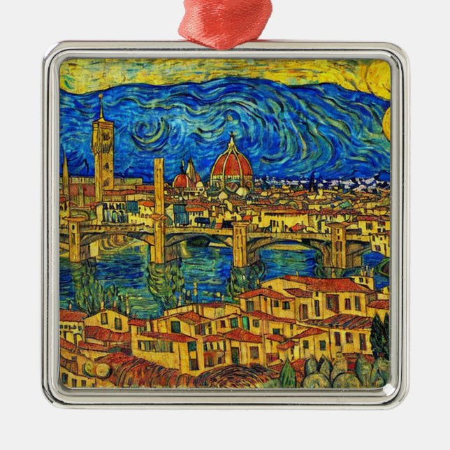 Ornamento De Metal Starry Starry Night Florence Itália (Frente)