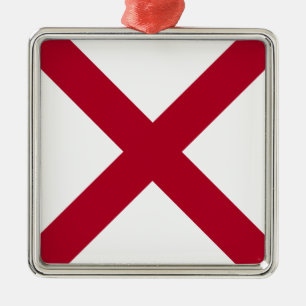 Ornamento De Metal State Flag Alabama, St Andrew Crimson Cross