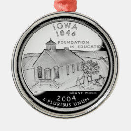Ornamento De Metal State Quarter of Iowa Reverse Side Faux