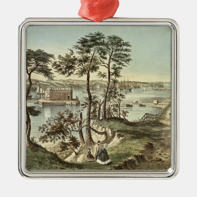 Ornamento De Metal Staten Island e os estreitos do forte Hamilton (Frente)