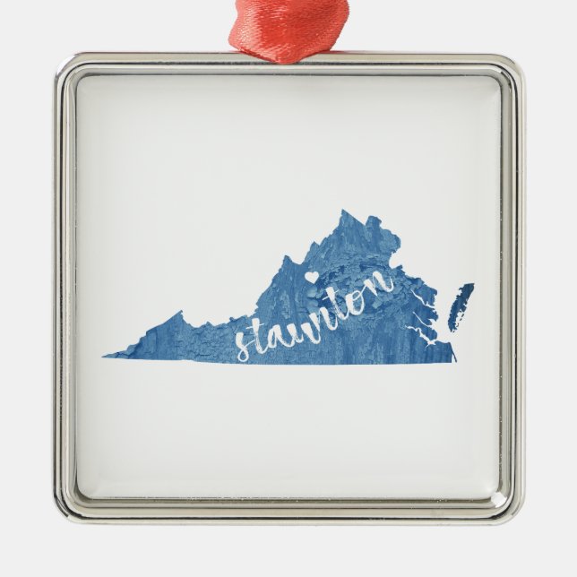 Ornamento De Metal Staunton Virginia Wood Grain (Frente)