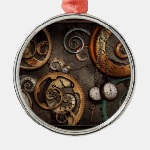 Ornamento De Metal Steampunk - abstrato - tempo é complicado