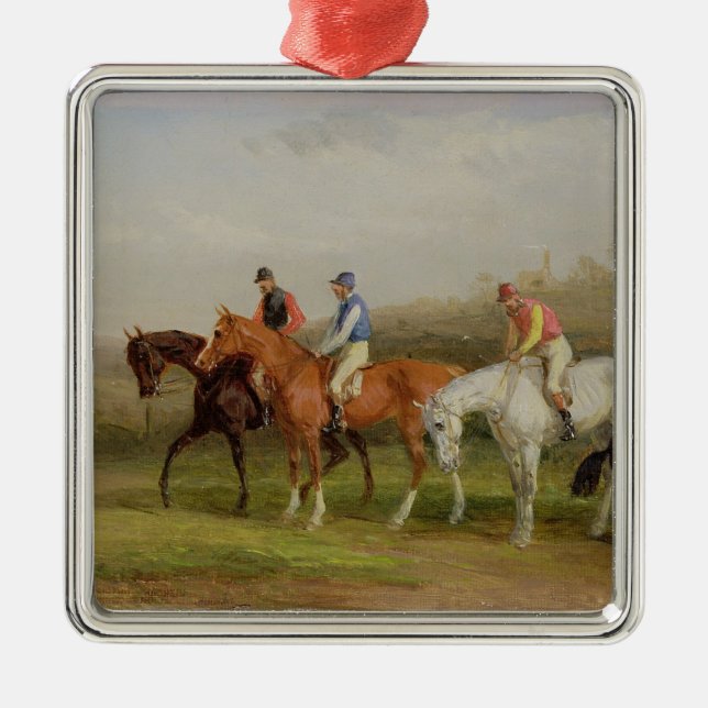 Ornamento De Metal Steeplechasing: No início (óleo em canvas) (Frente)