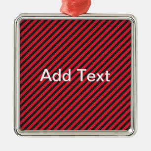 Ornamento De Metal Stripes Diagonais Finas Vermelhas Pretas