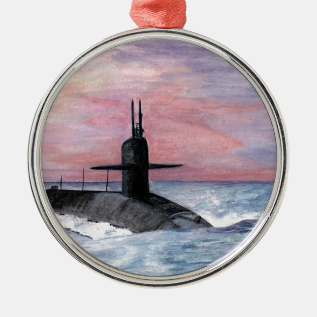 Ornamento De Metal Submarino da Classe Ohio (Frente)