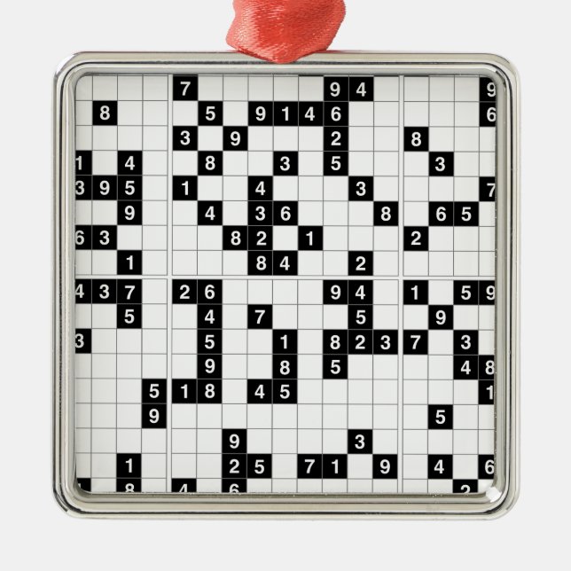 Ornamento De Metal sudoku branco preto (Frente)