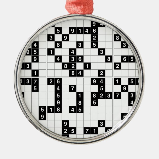 Ornamento De Metal sudoku branco preto (Frente)