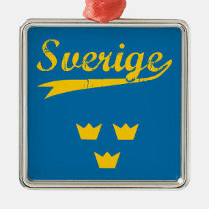 Ornamento De Metal Suecia, Sverige, 3 coroas
