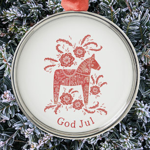 Ornamento De Metal Sueco Dala Horse God Jul
