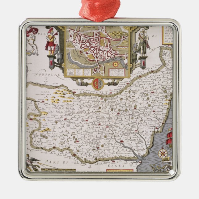 Ornamento De Metal Suffolk e a situação de Ipswich (Frente)