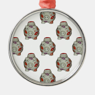 Ornamento De Metal Suíno Lipstick Adorável