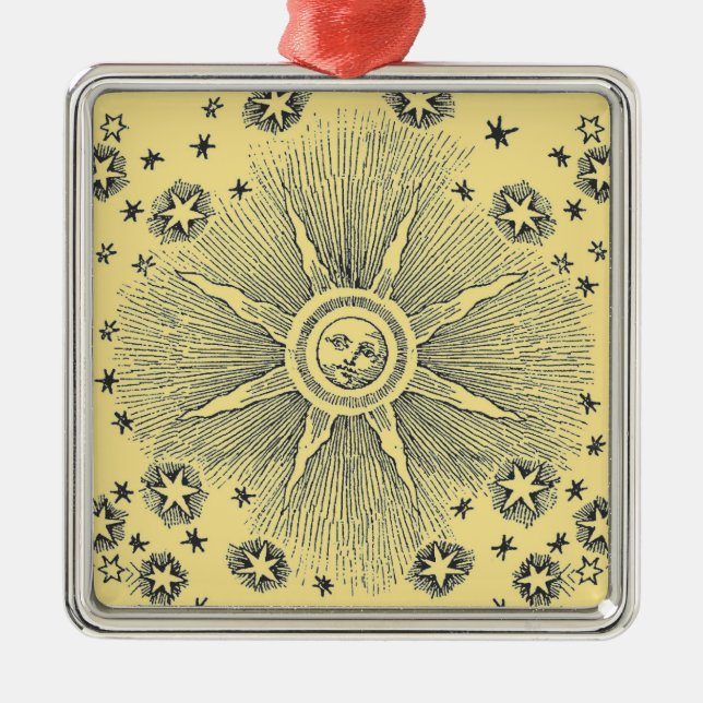 Ornamento De Metal Sun Stars Antiguamente Night Sky Medieval Zodieval (Frente)