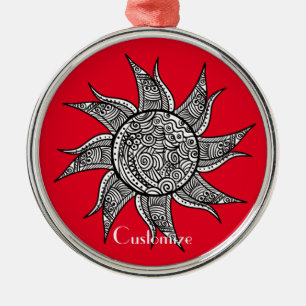 Ornamento De Metal Sun Tattoo Thunder_Cove estilo Henna 