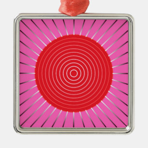 Ornamento De Metal Sunburst Geométrico Moderno - Fuchsia e Vermelho