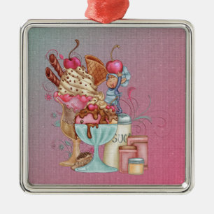 Ornamento De Metal Sundae Chef
