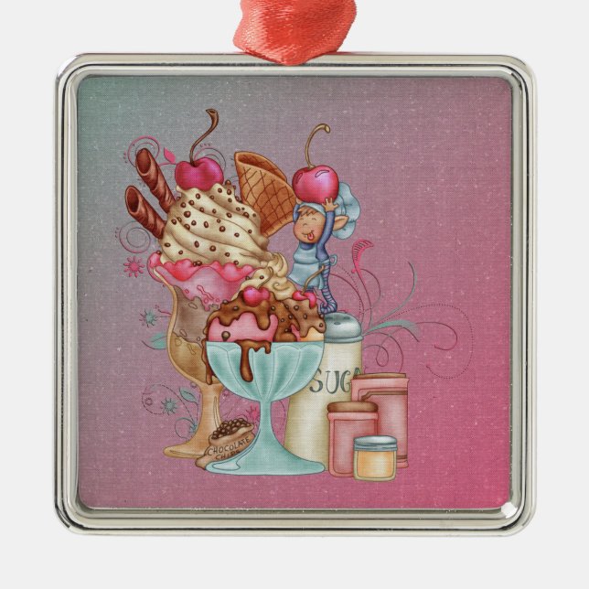 Ornamento De Metal Sundae Chef (Frente)