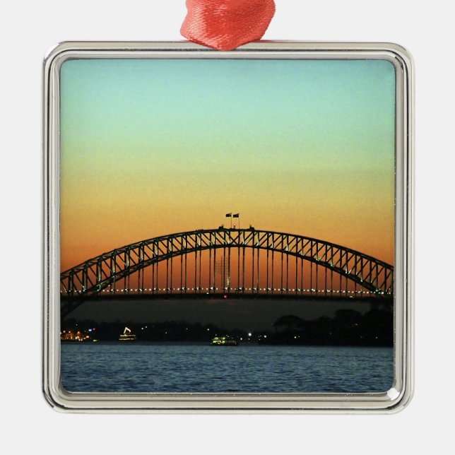 Ornamento De Metal Sunset over Sydney Harbor Bridge, Austrália (Frente)