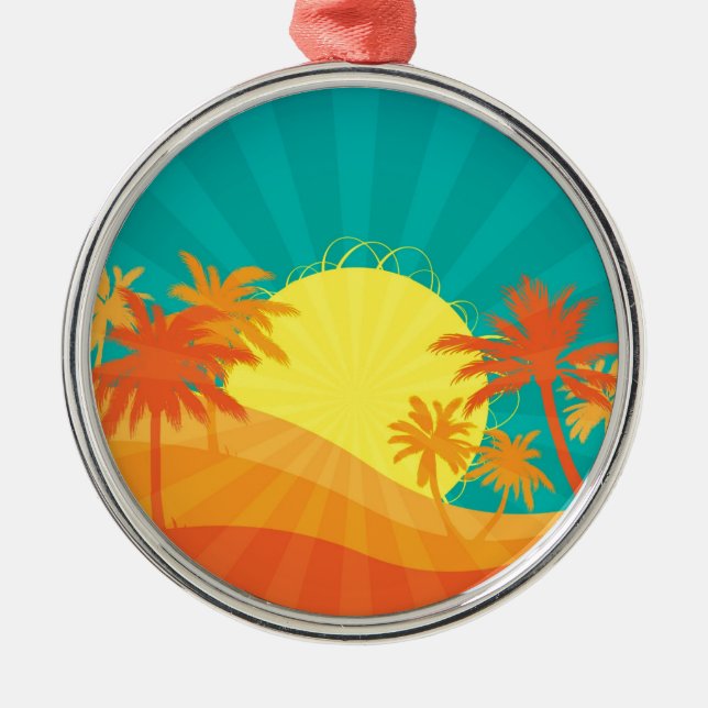 Ornamento De Metal Surf tropical de Sunset Beach design (Frente)