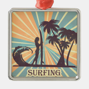Ornamento De Metal Surfer Girl