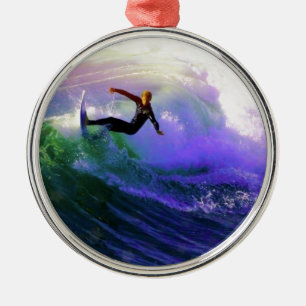 Ornamento De Metal SurFS UP surfing catando uma onda