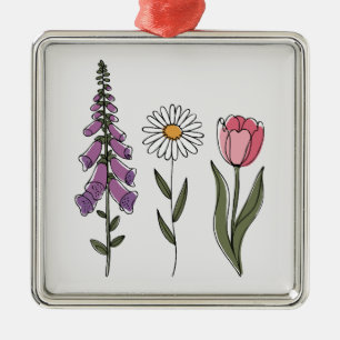 Ornamento De Metal Sutil Anti-Trump - Tulipa Daisy Foxglove III