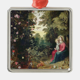 Ornamento De Metal T32789 Madonna e a criança em uma paisagem (paine