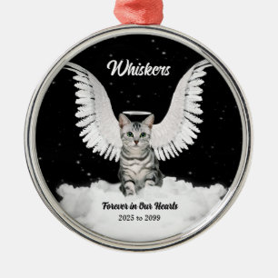 Ornamento De Metal Tabby Cat Guardian Angel Pet Memorial