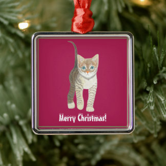 Ornamento De Metal Tabby Kitten