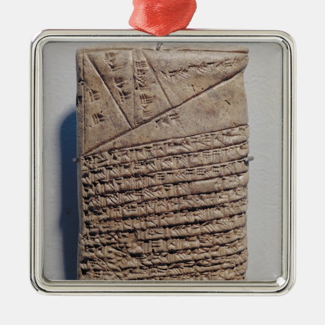 Ornamento De Metal Tabuleta com quatorze linhas de um texto (Frente)