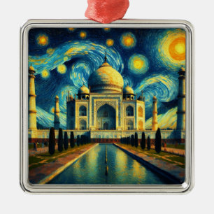 Ornamento De Metal Taj Mahal India Starry Night