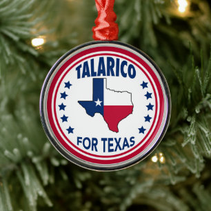 Ornamento De Metal Talarico para o Natal Vermelho Branco Azul do Texa