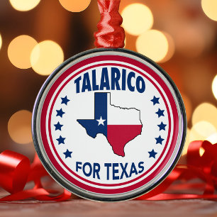 Ornamento De Metal Talarico para o Natal Vermelho Branco Azul do Texa