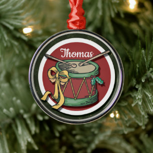 Ornamento De Metal Tambor De Natal Com Seu Nome