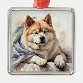 ORNAMENTO DE METAL TAN & WHATERCOLOR AKITA DOG