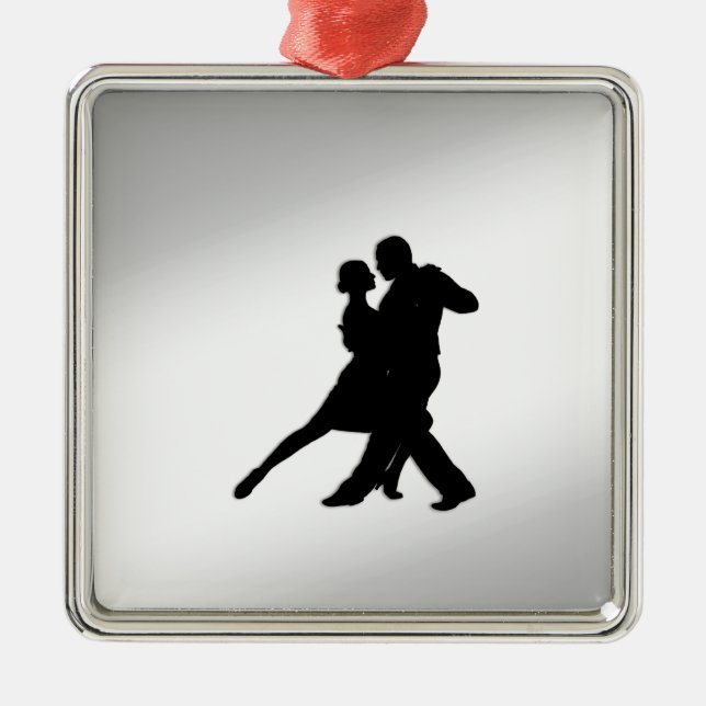 Ornamento De Metal Tango Dancers Silhouette (Frente)