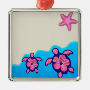 Ornamento De Metal Tartarugas cor-de-rosa de Honu