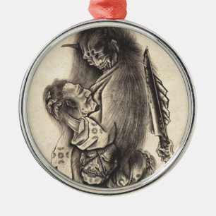 Ornamento De Metal Tatuagem japonês da tinta do demónio do vintage