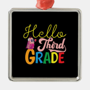 Ornamento De Metal Teacher Gift Hello Third Grade