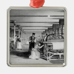 Ornamento De Metal Tecelagem do tear de poder, gravada por J. Tingle,