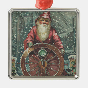 Ornamento De Metal Tempestade de Neve do Navio do Papai Noel