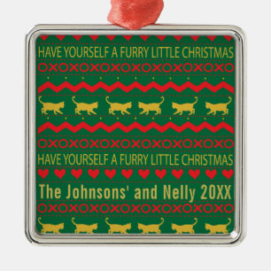 Ornamento De Metal Tenha um Feliz Feliz Gato de Natal