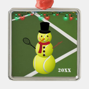 Ornamento De Metal Tênis Ball Snowman Natal