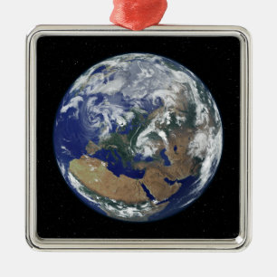 Ornamento De Metal Terra inteiramente iluminada centrada em Europa