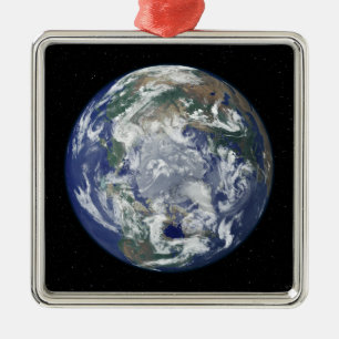 Ornamento De Metal Terra inteiramente iluminada centrada no Pólo