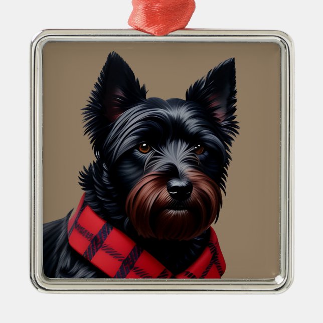 Ornamento De Metal Terrier Escocês (Frente)